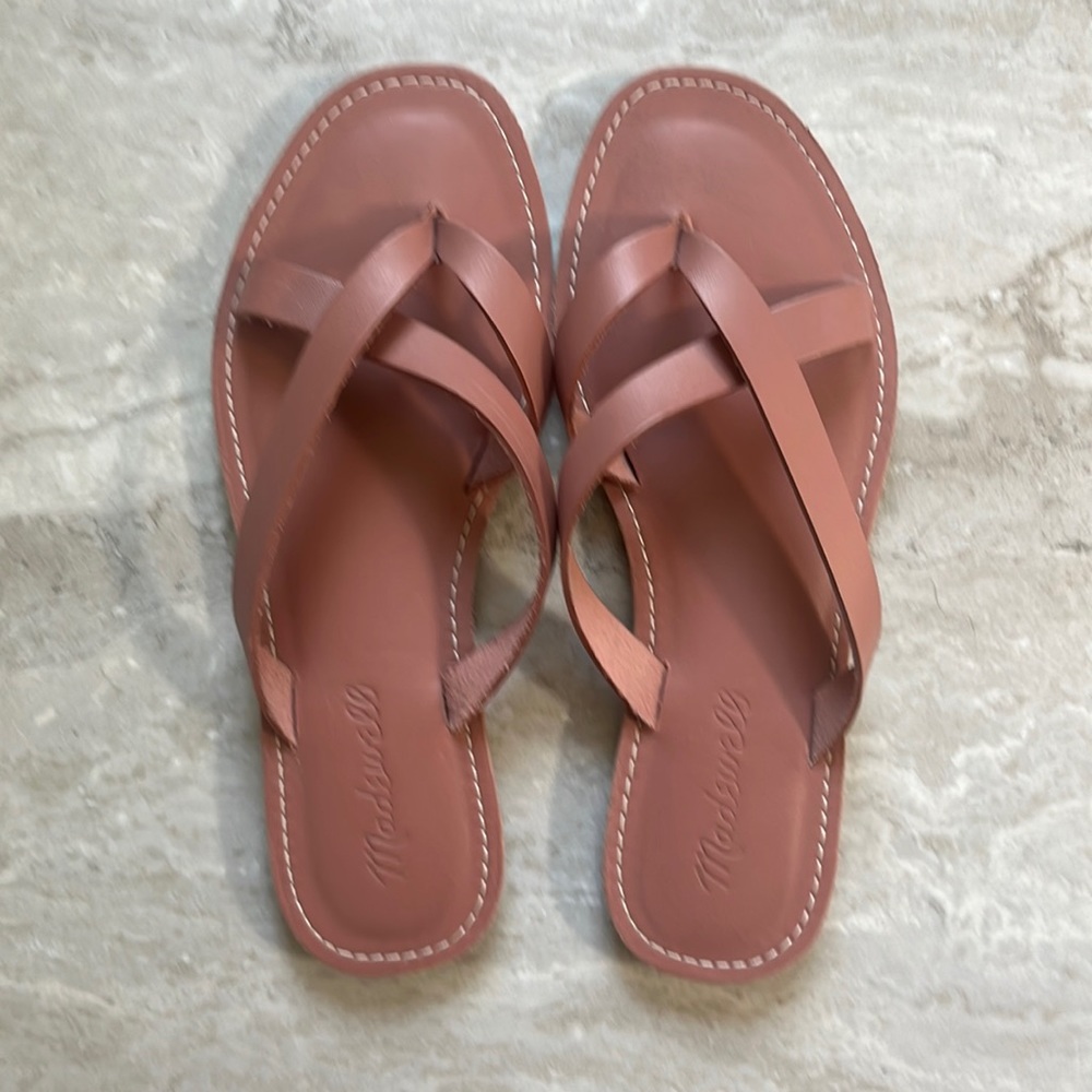 Madewell Brown Leather Crisscross Strap Sandals